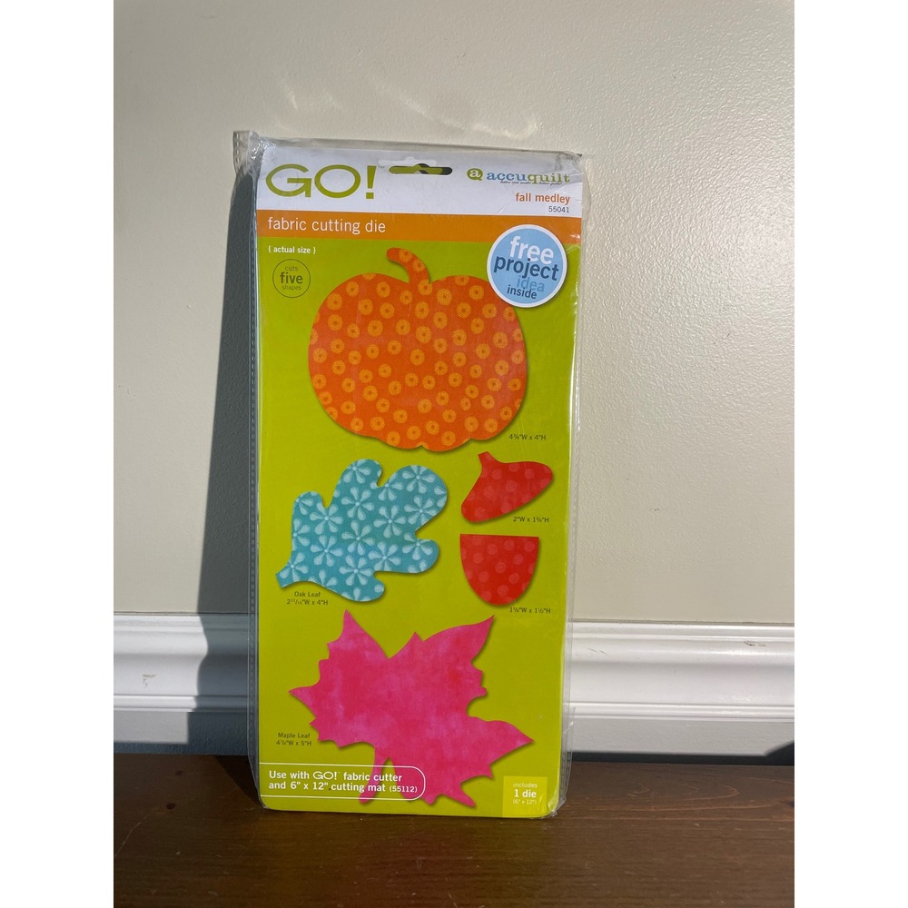 AccuQuilt GO Fall Medley Fabric Cutting Die 55041 Pumpkin Leaves Acorn 6x12